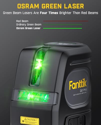 Fanttik D2 PRO Self-Leveling Cross Line Laser Level with LED Screen & DT1 Laser Level Tripod