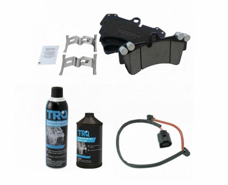 Front Ceramic Brake Pad & Wear Sensor Kit w/Chemicals Compatible with VW Audi Porsche