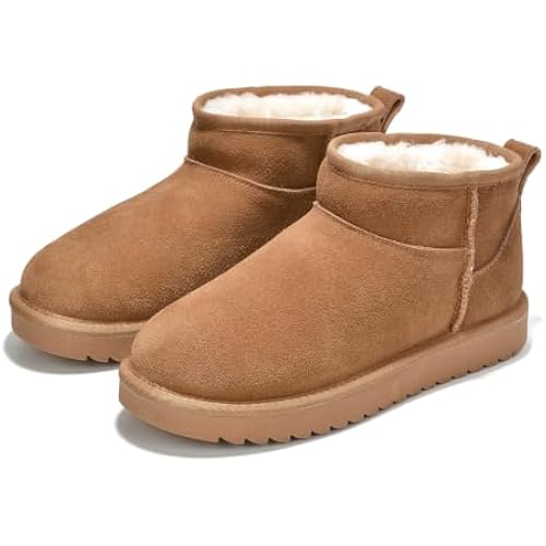 100% Genuine Leather Womens Boots Fur-Lined Booties Ankle Boots for Women