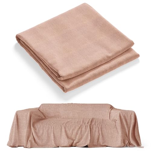 HomeLife – Foulard Multiusos – Tela Decorativa Cubre sofá con diseño Liso, 260x280, fabricación Italiana – Granfoulard de algodón – Cubrecama Doble (Cama de Matrimonio) – Beige