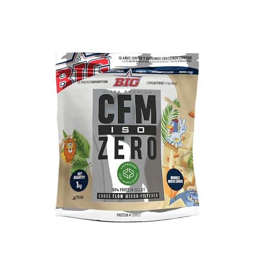 BIG - Proteina Isolada - Proteinas Whey para Masa Muscular - Whey Protein Isolate - Proteína en Polvo Materia Prima Premium Sin Grumos, Baja en Lactosa, Sin Azúcares Añadidos (1kg, Mowgly white choco)