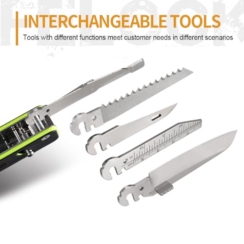 Image of ROXON S503G 9 in 1 Mini Multi Tool EDC Pocket Knife Multitool with G10 Handle,Scissors,Screwdriver,Threader,Awl, Flat Screwdriver,Ruler,Tweezers for Outdoors Fishing Camping,Gifts for Men (Neon Edge)