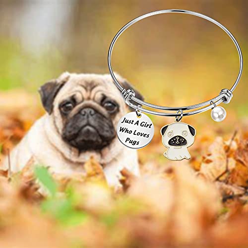 WSNANG Pugs Dog Bangle Jewelry Just A Who Loves Pugs Bracelet Pug Mom Gift Dog Lover Gift 7