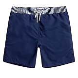 MaaMgic Mens Quick Dry Solid Swim Trunks with Mesh Lining Swimwear Bathing Suits,Navy-glm005,Large