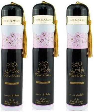 Arabian Air Freshener Bundle (3 x 300ml) Dubai, Luxury Scent, Long Lasting Fragrance (3 x Rose Paris Night)