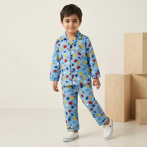 Image of CLAP Kids Cotton Printed Full Sleeves Night Suit