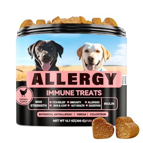 YNPQTDS Hund Allergie Kausnacks - Hund Nahrungsergänzungsmittel - Allergiemittel Bei Saisonbedingten Allergien, Immunstärkendes Ergänzungsfutter Für Aktivitäten Draußen & Drinnen