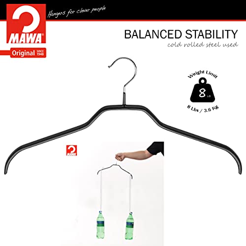 Mawa By Reston Lloyd Silhouette Series Non Slip Space Saving Narrow Clothing Hanger, Style 36-F, Set Of 10, Black #TOP3