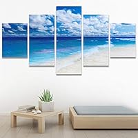 SIGNWIN 5 Panel Canvas Wall Art Modern Art Beach Coastal Expressive Global Multicolor Photography for Home Decorations Ready to Hang - 60