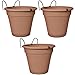 Produktbild esto24 3er Set Hängetopf aus robusten Kunststoff mit abnehmbaren Wasserüberlauf Ø 20 cm, Blumentopf für Garten und Balkon in tollen Bunten Farben (3X Cinnamon)