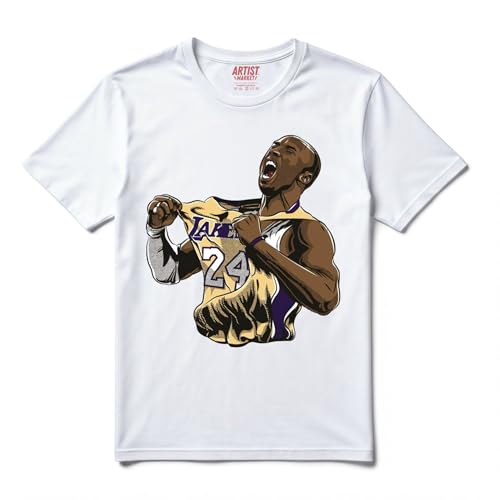 ARTIST MARKET Camiseta Basket Kobe La Scream 100% algodón, Color blanco., S