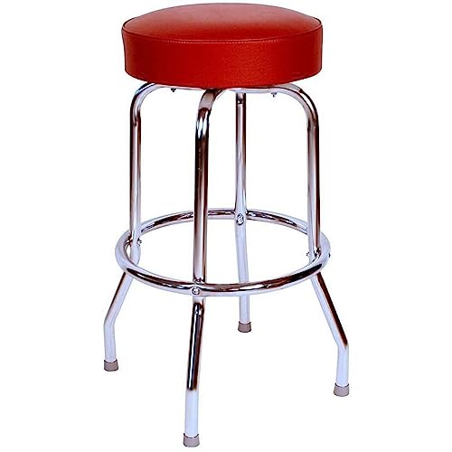 Richardson Seating 24 inch Backless Swivel Bar Stool with Chrome Frame and Wine Seat