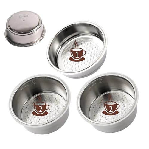 Filtro caffè in acciaio inox da 51 mm, cestello filtro per 1 e 2 tazze, compatibile con macchine da caffè Cecotec, Ufesa, Breville (3 pezzi)
