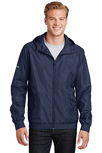 Sport-Tek Mens Embossed Hooded Wind Jacket (Jst53) -True Navy/ -Xl #TOP16
