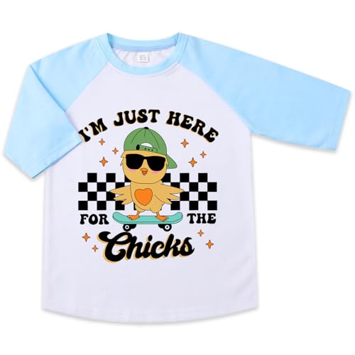 Image of Boys Easter Shirt Toddler Easter Egg Hunt Chick Graphic Tees Raglan Easter Clothes Outfit for Children 2-7 Years
