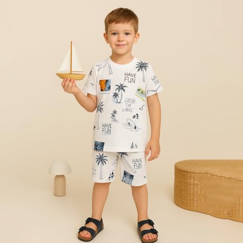 Image of Kidbea Kids Cotton T-Shirt and Shorts Set | Soft Breathable Co-Ord Outfit for Boys | Trendy & Stylish Summer Wear | Boys Clothing Set