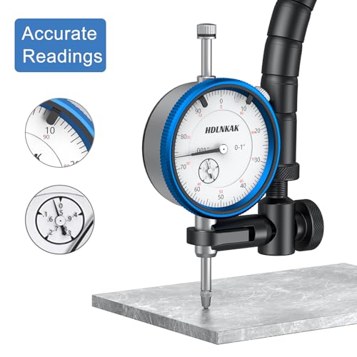 Image of HDLNKAK Disc and Rotor /Ball Joint Gage Set, 0-1'' Dial Indicator 0.001'' (Blue) and 360 Deg Flexible Stem Holder,Automobile Brake disc Flatness Measurement Tool