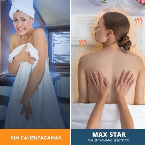 Miniatura 5 de Max Star Calienta Camas Electrico Doble 160 X 140cm 3 Niveles De Calor 60w Proteccion Sobre-Calentamiento Apto Para Lavadoras Cubre Colchon Manta Electrica Grande Doble 160 X 140cm