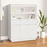 Gecheer Aparador moderno, vertical, para salón, con 3 cajones, 3 puertas, 2 estantes, de madera de pino, blanco, 89 x 40 x 116,5 cm, estantería moderna, aparador de salón, aparador con cajones