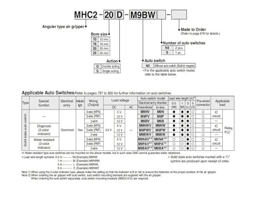 Cilindro MHC2-25D con abrazadera neumática angular de doble efecto 3