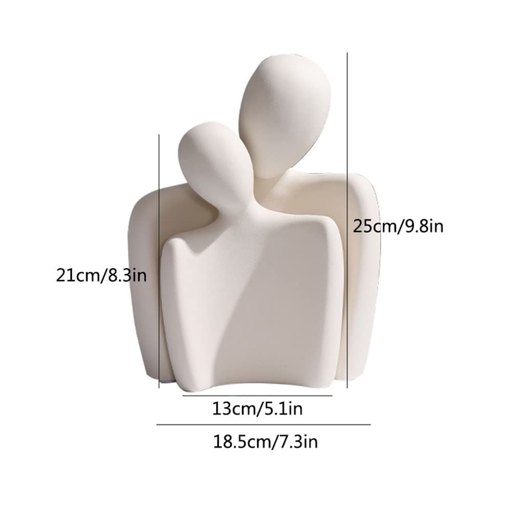 Statua astratta di coppia, scultura di coppia che si abbraccia in ceramica, ornamenti creativi per statue d'amore adatti per la decorazione dell'ufficio della camera da letto del soggiorno del deskto
