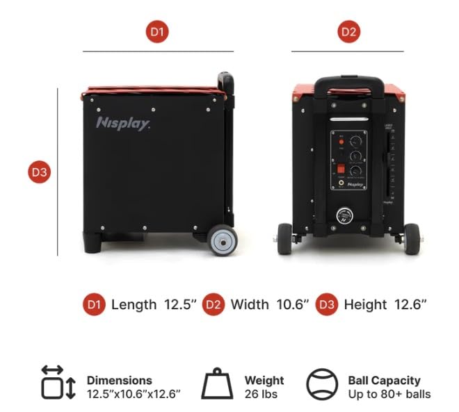 Nisplayテニス球出しマシン Nisplay L1 Tennis Ball Machine - Lightweight & Stylish