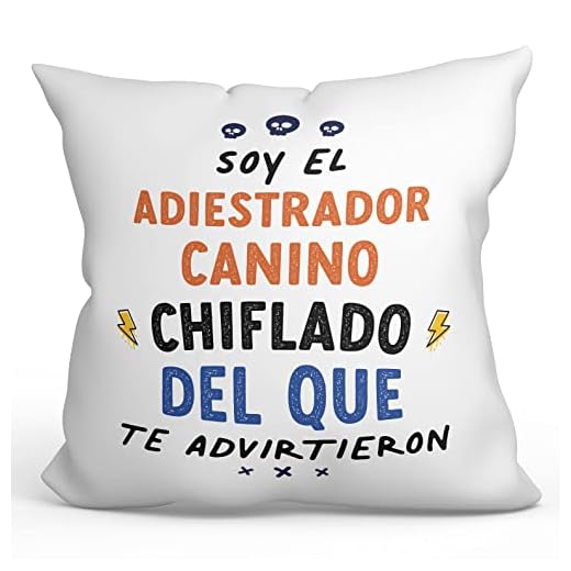 MUGFFINS Cojín 40x40 cm para ADIESTRADOR CANINO Hombre Relleno Incluído - En Español - Todos te advirtieron - Regalo Original y Divertido