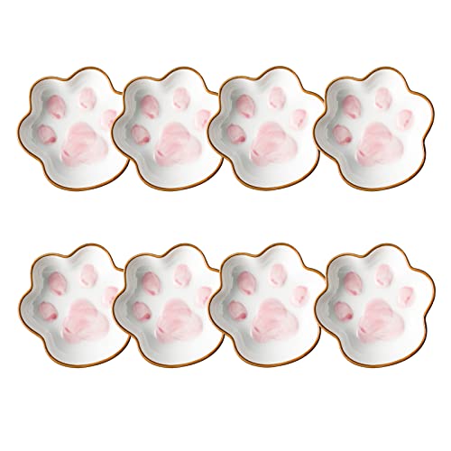 Wuyiazhi Cat Paw Shaped Soy Sauce Dishes, Cute Ceramic Dipping Sauce Cups, Mini Dipping Bowls 2 Ounces, Set Of 8 #TOP11