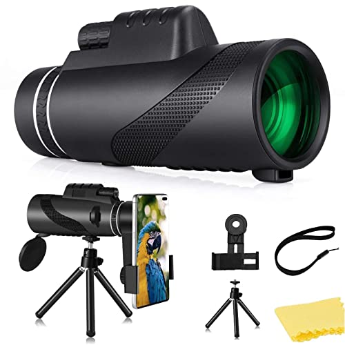 Telescopio monocular 80 x 100 HD, visión nocturna, soporte para smartphone, trípode, zoom de alta potencia, ideal para observación de aves y estrellas, senderismo