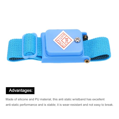 Image of MECCANIXITY 2pcs Anti Static Wrist Strap, ESD Antistatic Bracelet Adjustable Cordless with Spare Bracelet for Computer Electronics Repair Blue