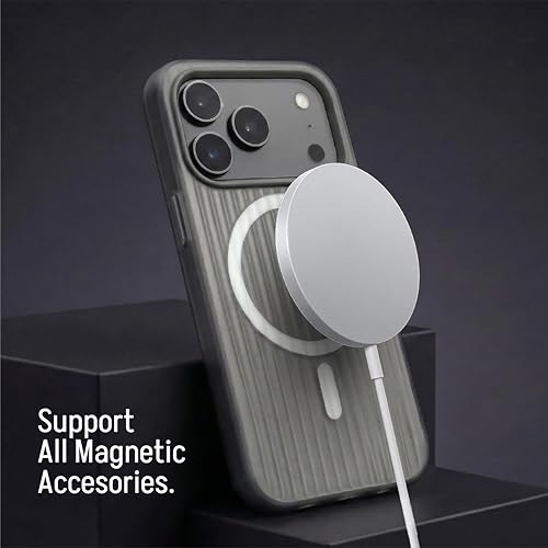 Image of amazon basics Streak Magnetic Protective Cover Compatible with iPhone 17 Pro Max | MagSafe | Camera Protection|Anti Shock,Scratch Resistant |Wireless Charging - Black
