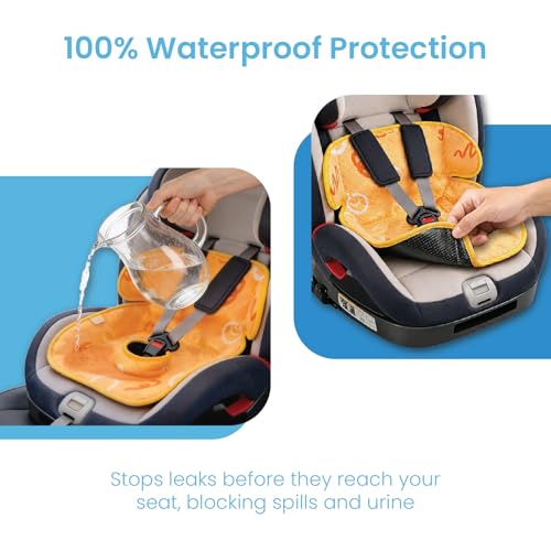 Image of Piddle Pad 2-Pack, Potty Training Car Seat Protector, Toddler Car Seat Cover & Stroller Protector, Machine Washable Waterproof Car Seat, Anti-Slip, Universal Fit (Orange)