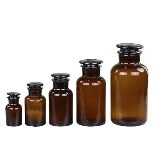 Chic Antique Old French Apothecary Glass With Lid Set of 5 Mocca