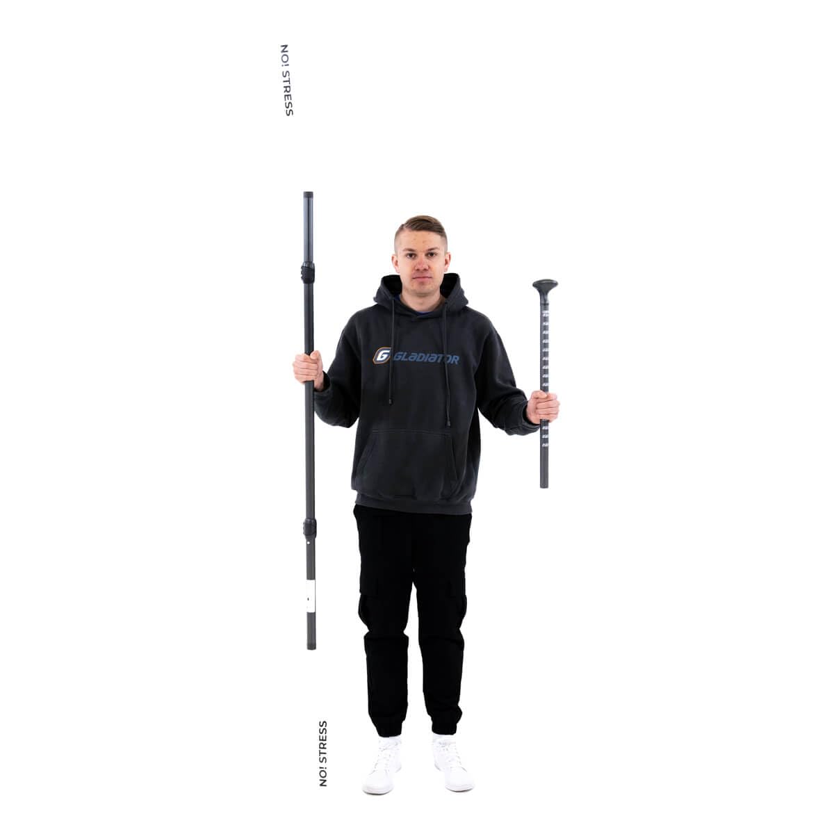 No Stress Carbon Hybrid SUP und Kajakpaddel 4-teilig I Verstellbares, leichtes Paddel, Carbonschaft I Länge Kajak 230 cm/SUP 172-213 cm I Perfekt für Anfänger und Fortgeschrittene