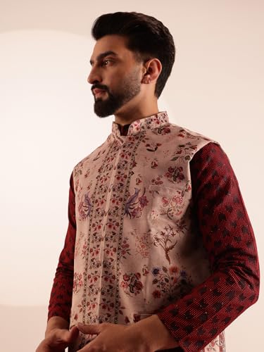 Image of SOJANYA (Since 1958 Men's Velvet Nehru Jacket With Paisley Print