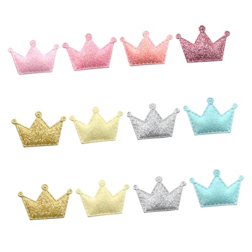 HEALSOPTHY 50個 小皇冠グリッター刺繍用布? 生地パッチ 手芸材料 衣服装飾やバッグ靴の補修に