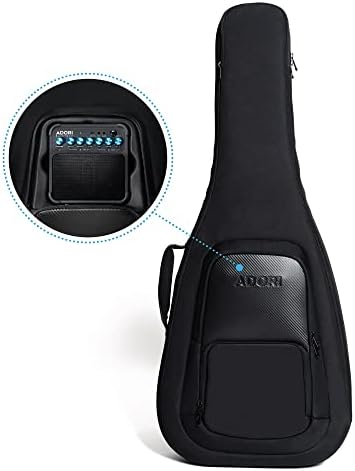 Adori Slimtech Electric Guitar Case - Amplified Guitar Bag Soft Case with EVA protector for Mini Amp, Laptop Compartment, Pockets Galore, Travel Guitar Bag (Bag Only, Amplifier Separate)