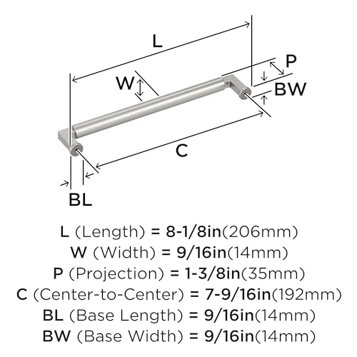 Amerock Balon 7-9/16 inch (192mm) Center-to-Center Satin Nickel Cabinet Pull, BP37486G10 by Amerock - Image 5