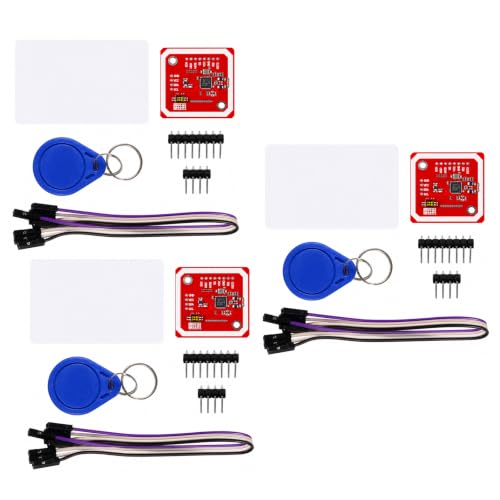 hiBCTR 3 Packs PN532 NFC RFID Reader Writer Module V3 Kit, 13.56MHz with I2C SPI HSU UART Interface, Includes S50 Card and Key Fob for DIY Projects Compatible with Arduino Raspberry Pi