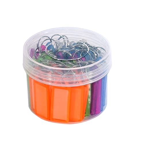 Image of 50 Pcs Key Tag Multicolor Keyring & Keychain With Name Tag Labels Assorted Keychain With Two Side Id Label And Split Ring For Office, Home Key
