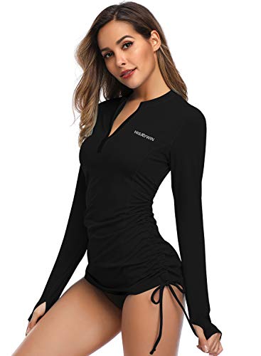 image for HISKYWIN Women's Long Sleeve UV Sun Protection Rash Guard Side Adjusta