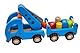 goki 55875 - Kranwagen mit Magnetanhänger, Vielseitiges Holzspielzeug, Nachhaltige Qualität, blau, Förderndes Baufahrzeug ab 3 Jahre, Blauer Krahnwagen und Anhänger