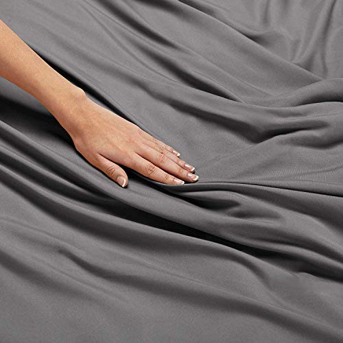 Image of 100% Cotton Duvet /Quilt Cover Set Hidden Zipper Closure 600TC Ultra Soft Durable for Double /Queen Size Bed(Grey)