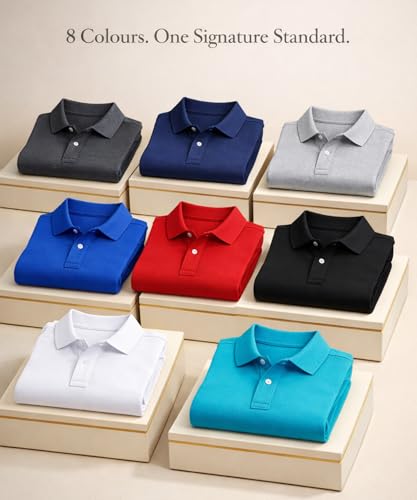 Image of AWG ALL WEATHER GEAR Men's Cotton Blend Polo T-Shirt | Plain Regular Fit | Soft Breathable Fabric | Casual & Formal Wear | Half Sleeve | Collared T-Shirt | Mens Tshirts | Tees for Man