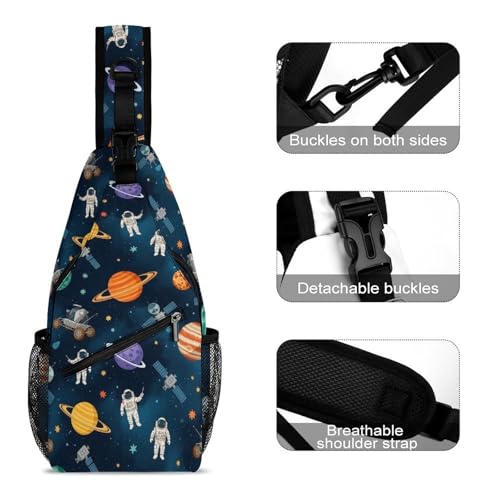 Fashion Traveling Running Casual Chest Bag, Dress Decor Sling Backpack, Shoulder Bag Casual Day Pack Galaxy Space Planet Astronaut3