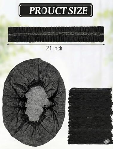 Image of Disposable Bouffant Caps for Women & Men | Non Woven Hair Net Cap | Elastic Head Cover for Hospital, Kitchen, Food Industry, Spa & Salon Use (Black, PAck Of 300)