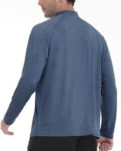 Roadbox Quarter Zip Pullover Men Sun Shirts, Running Workout Long Sleeve UV Shirt, UPF 50+ Quick Dry Athletic Rash Guard3