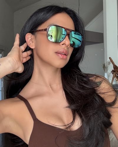 DIFF Sport Hangtime Square Sunglasses for Men and Women UV400 Polarized, Tortoise + Turquoise Ice Mirror2