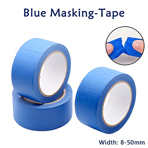 Image of Blue Painter's Tape 33 Yards, Multi Surface Masking Tape in Total, 8-50mm Wide Multi Size Painting and Decoration Supplies, Indoor and Outdoor Use