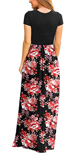 Image of DEARCASE Maxi Dress for Women Short Sleeve Casual Summer Loose Plain Comfy Long Dresses with Pockets